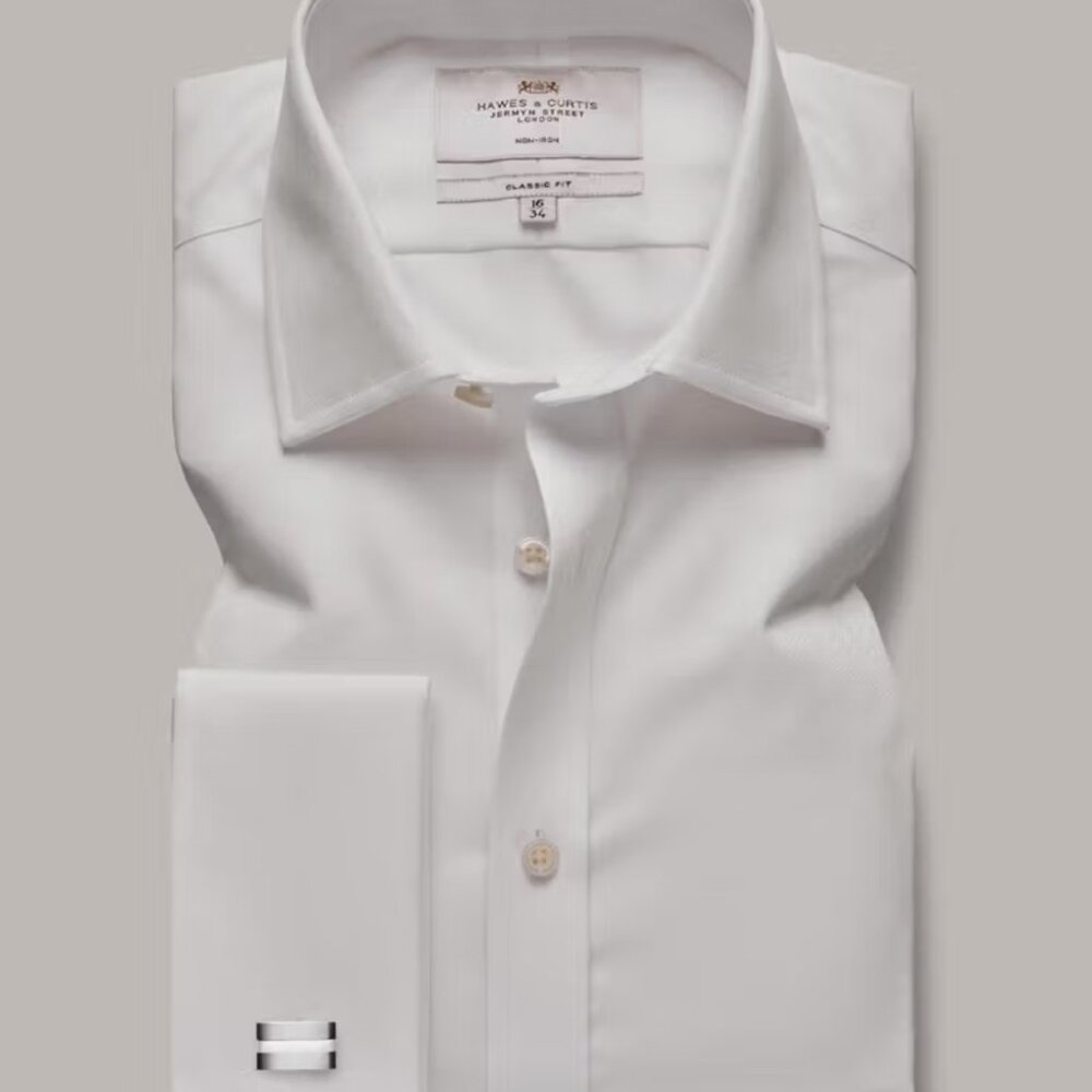 NWT Non-Iron White Twill Classic Shirt - French Cuff